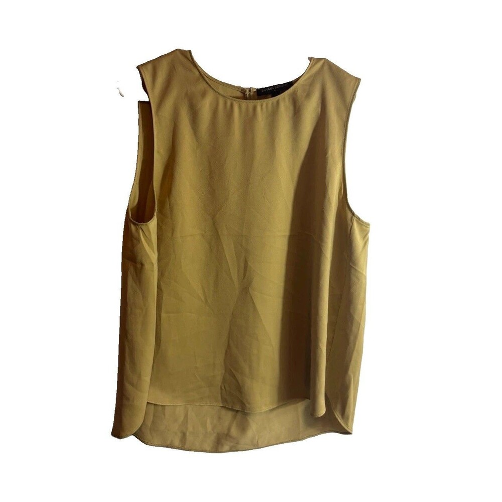 Banana Republic Women’s L Gold Solid Round Neck Sleeveless Pullover Blouse